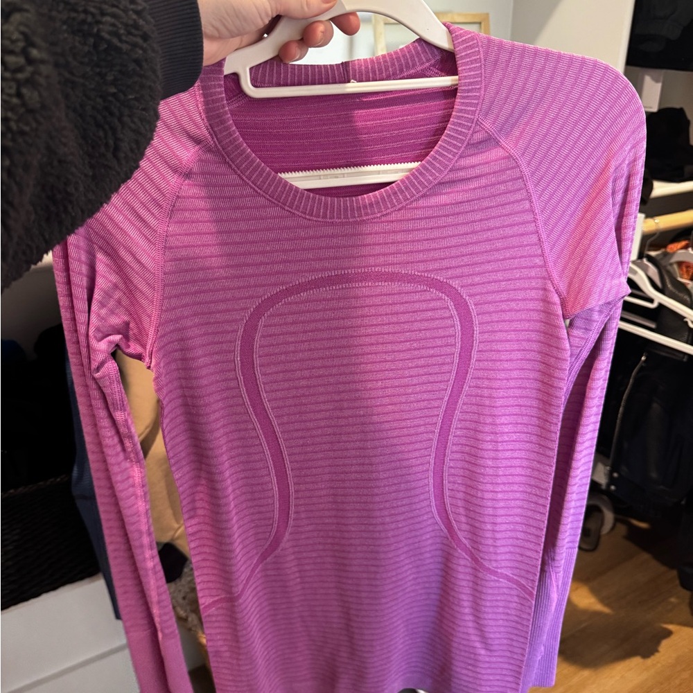 Lululemon Women's Pink Striped Long Sleeve Top